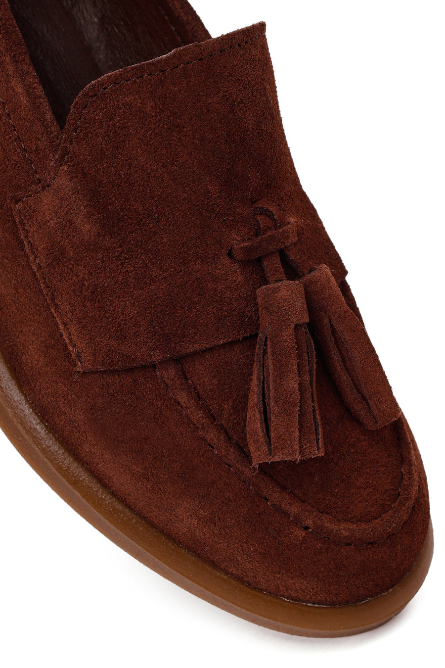 Woman Brown Tasselled Suede Loafer