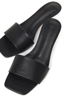 Women's Black Short Thin Heeled Slippers | Derimod