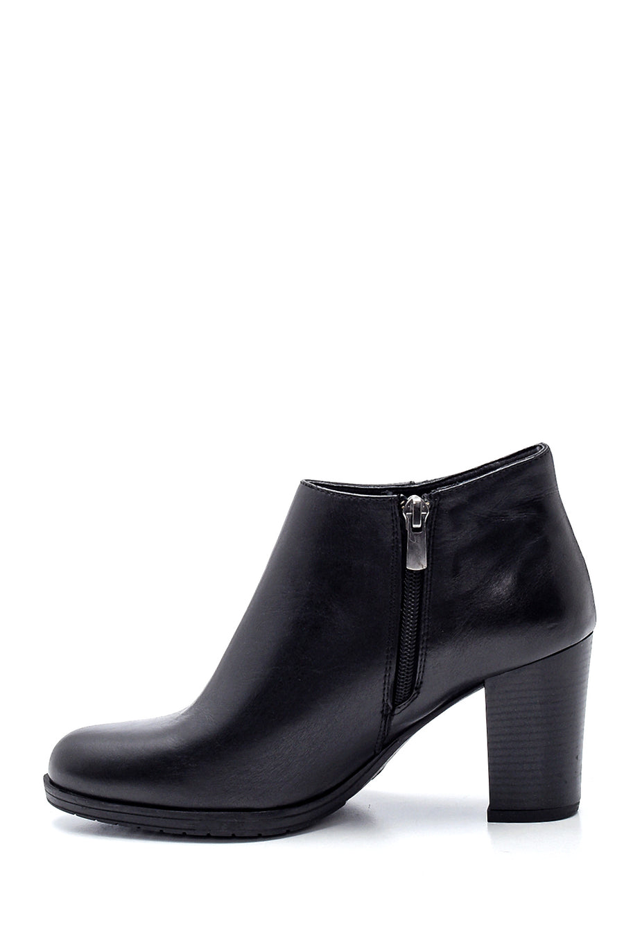 Women's Leather Zippered Heeled Boots