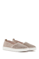 Kadın Bej Süet Deri Comfort Loafer | Derimod