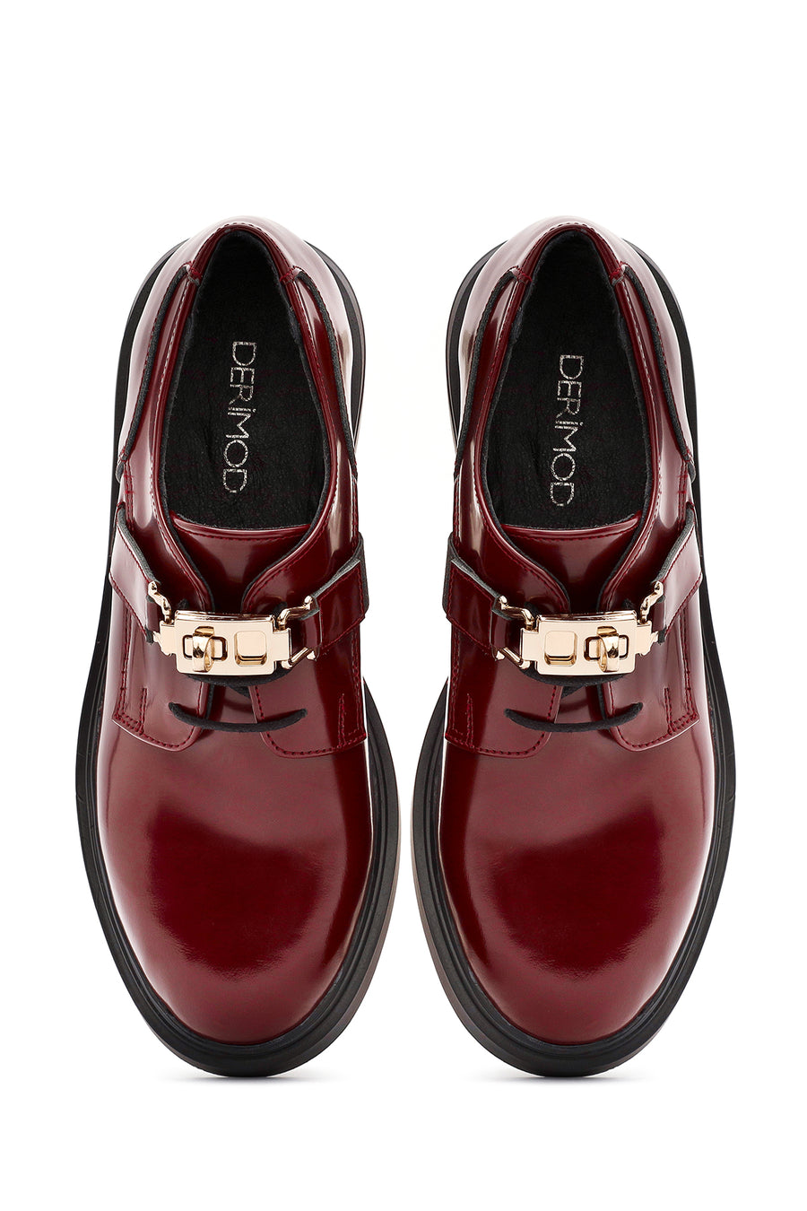 Women's Burgundy Lace-Up Leather Masculine Shoes