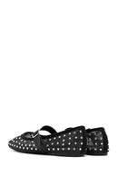 Women's Black Buckled Stone Fabric Ballerinas | Derimod