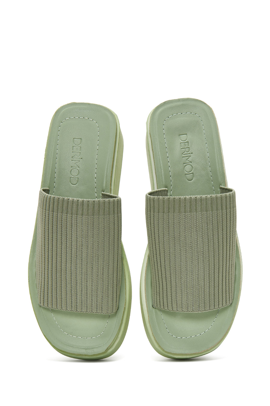 Women's Green Corded Heel Slippers