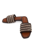 Woman Brown Braided Slipper | Derimod
