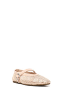Woman Beige Mesh Ballerine flats | Derimod