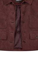 Cassandra Woman Burgundy Slim-Fit Suede Leather Jacket | Derimod
