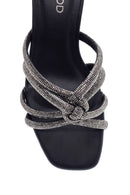 Women's Black Stone Thick Heeled Slippers | Derimod