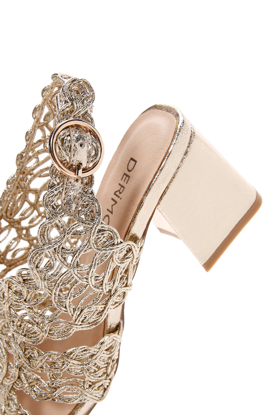 Women's Gold Braided Metallic Chunky Low Heel Sandals