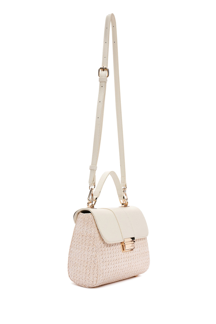 Women's Beige Long Strap Straw Shoulder Bag