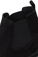 Male Black Thick-Soled Nubuck Leather Chelsea Boots | Derimod