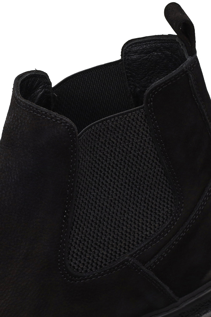 Male Black Thick-Soled Nubuck Leather Chelsea Boots