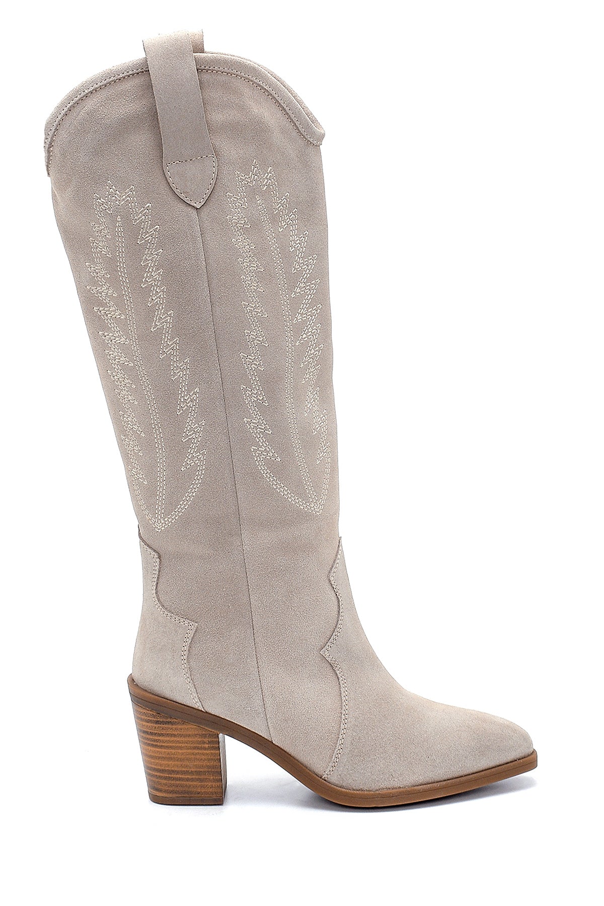 Women's Suede Embroidery Detailed Heeled Boots 20WFD242410 | Derimod