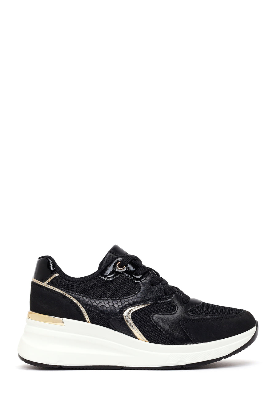 Woman Black Lace-Up Wedge Sneaker AF57500255 | Derimod