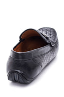 Men's Black Leather Braided Casual Loafer | Derimod