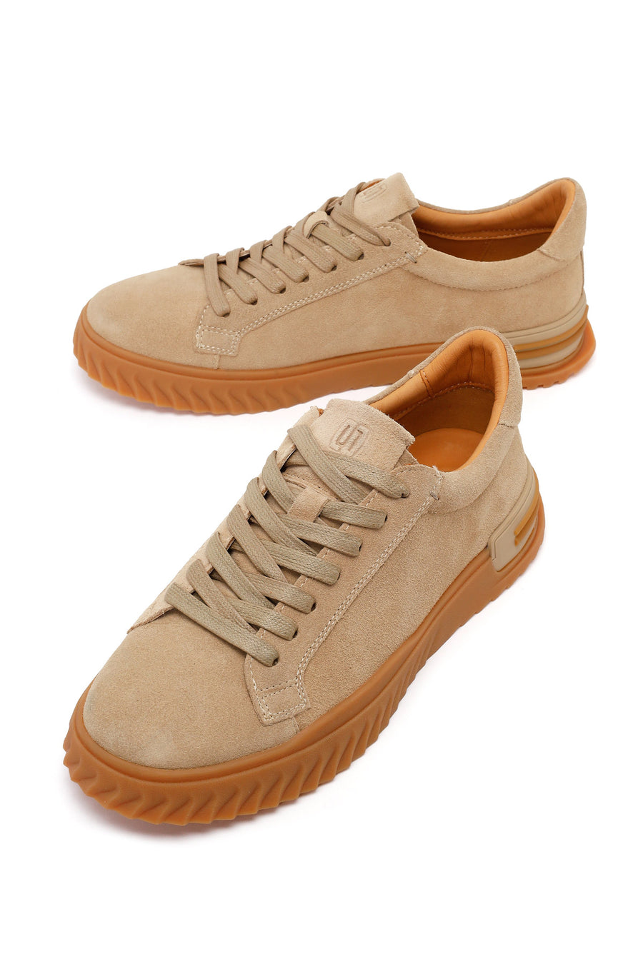 Erkek Bej Bağcıklı Süet Deri Casual Sneaker