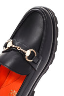 Derimod Flex Women's Black Leather Masculine Loafer | Derimod