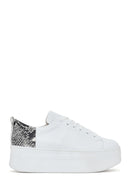 Women's White Thick Sole Lace Up Leather Sneaker | Derimod