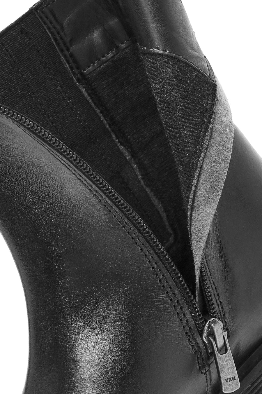 Women's Black Zippered Leather Chelsea Boots
