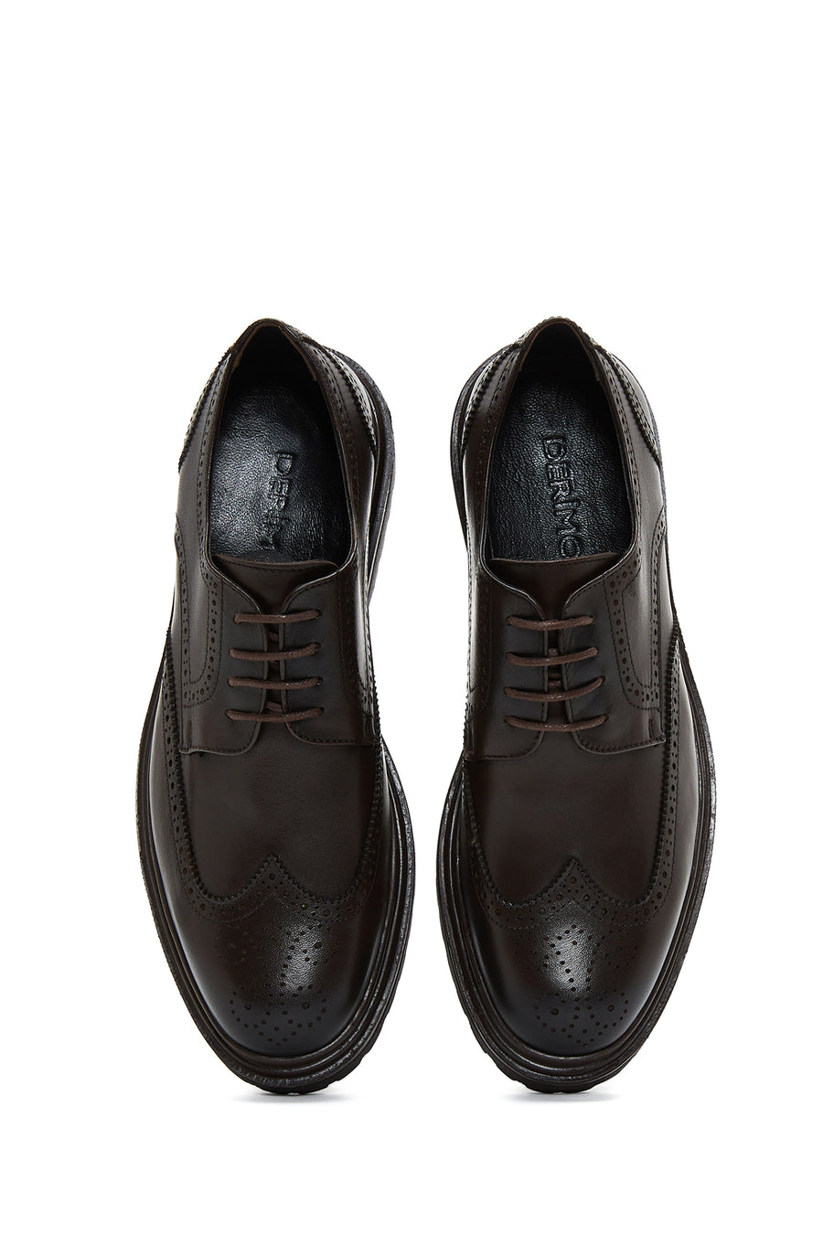 Men's Brown Leather Thick Soled Casual Shoes