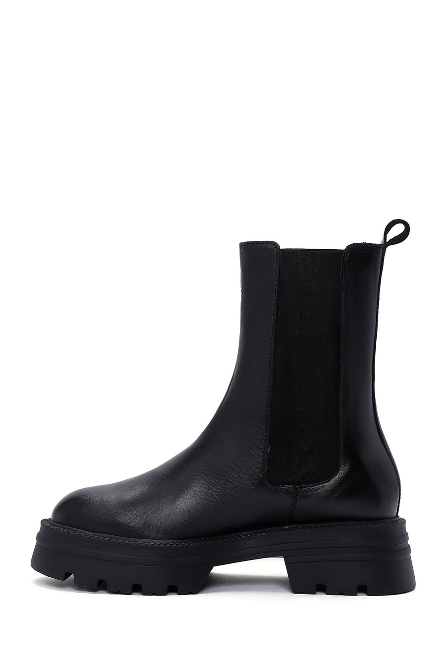 Woman Siyah Leather Chelsea Bot