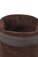 Woman Brown Short Thin-Heeled Suede Short Boots | Derimod