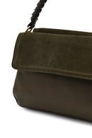 Woman Khaki Long-Strap Suede Shoulder Bag | Derimod