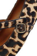 Women's Leopard Buckled Leather Ballerinas | Derimod