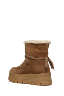 Geox Women's Brown Spherica Ec7.1 Abx Waterproof Suede Leather Boots with Fur | Derimod
