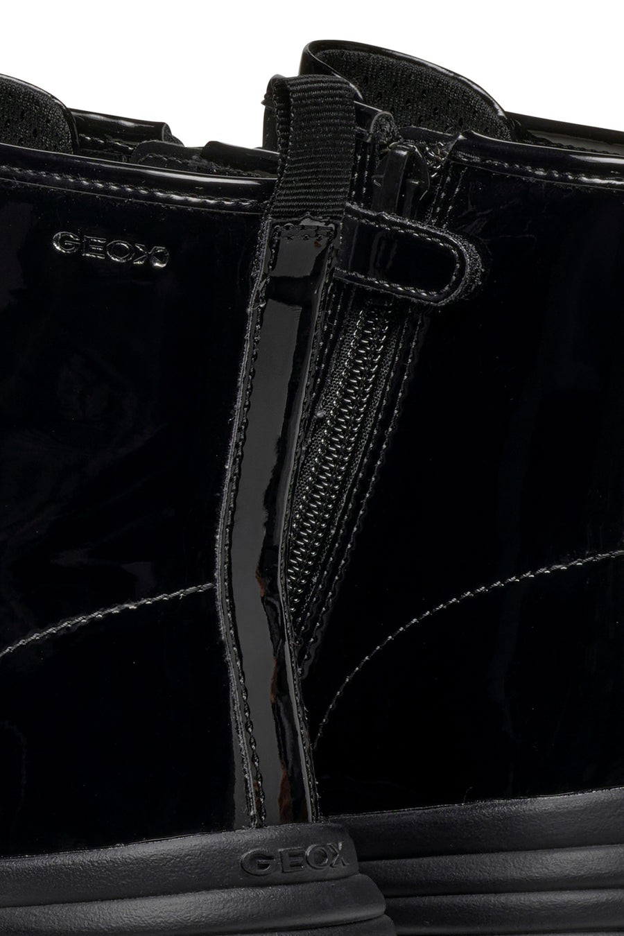 Geox Girls Black Phaolae Lace-Up Zipper Detailed Leather Combat Boots