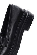Women's Black Leather Buckle Loafer | Derimod