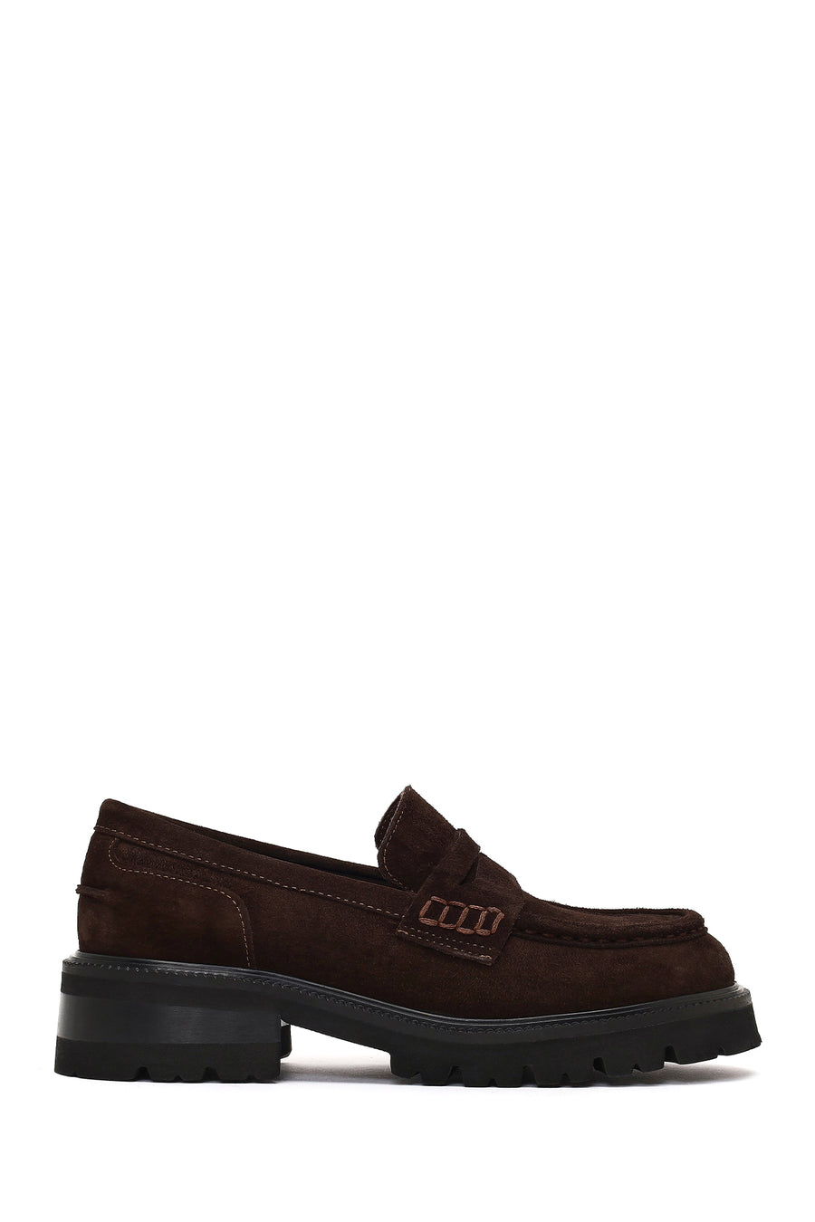 Women's Brown Thick-Soled Suede Leather Loafer 25AFD270510 | Derimod