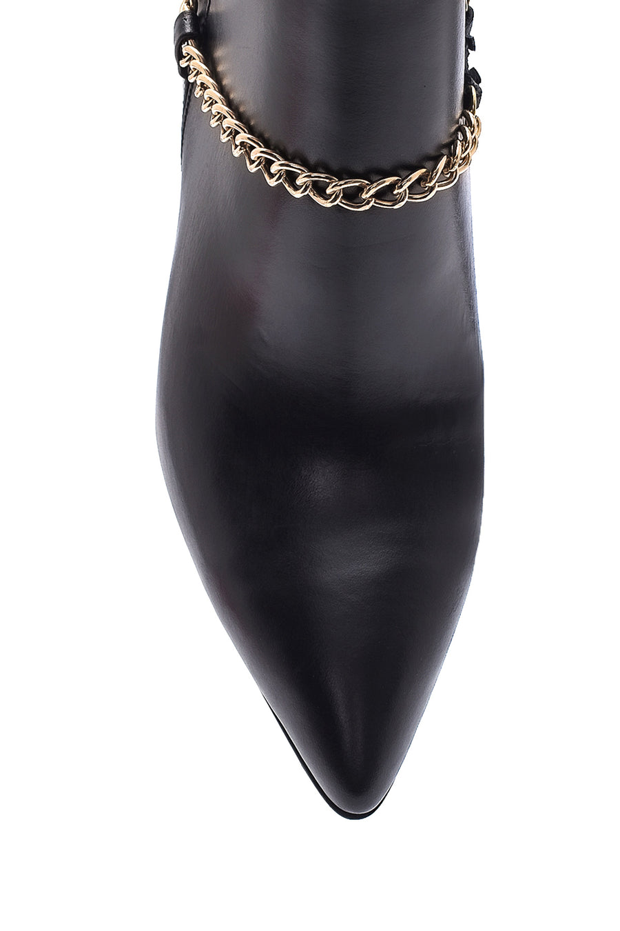 Women's Leather Chain Heeled Boots
