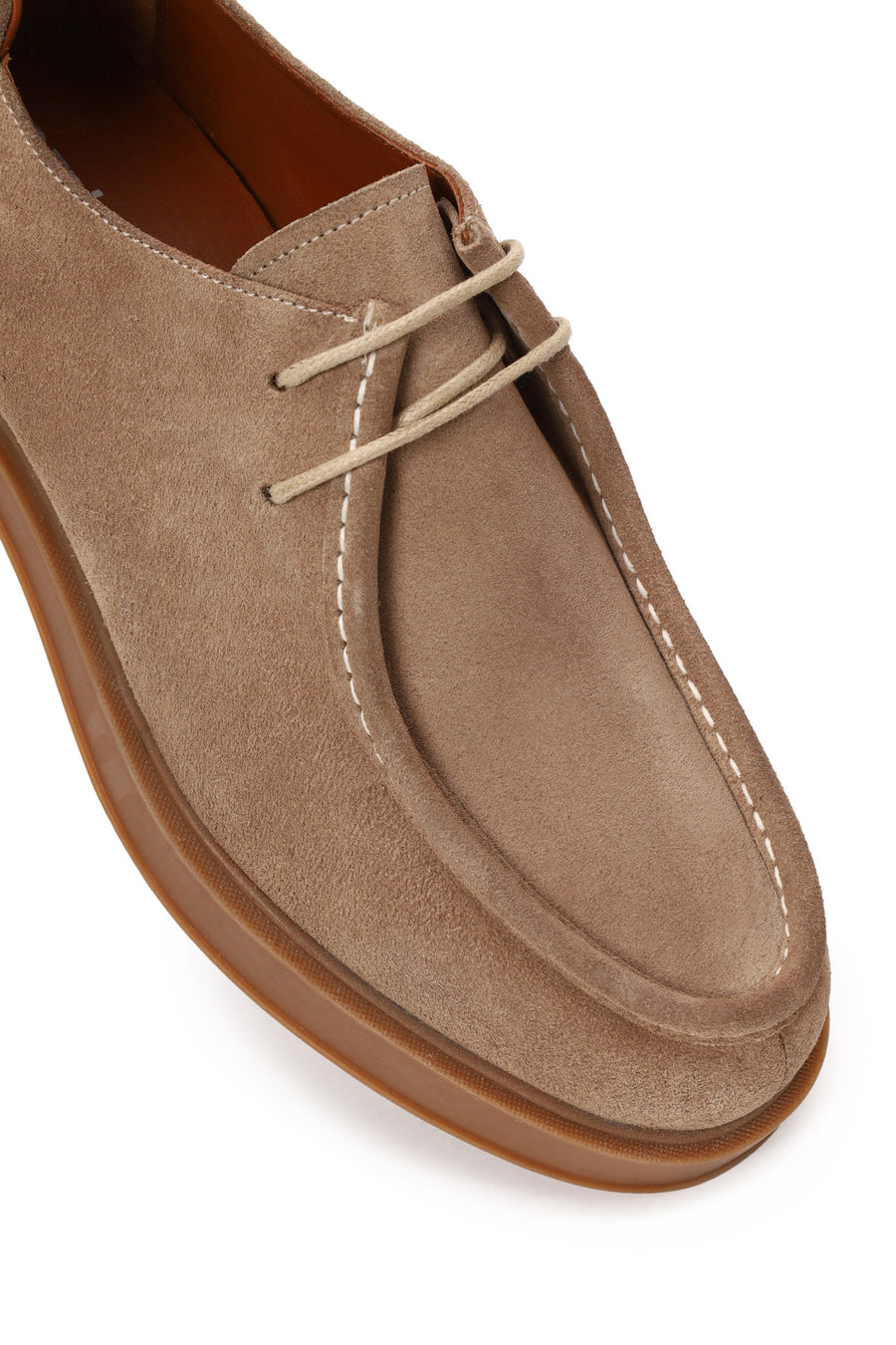 Male Beige Lace-Up Thick-Soled Suede Casual Shoes
