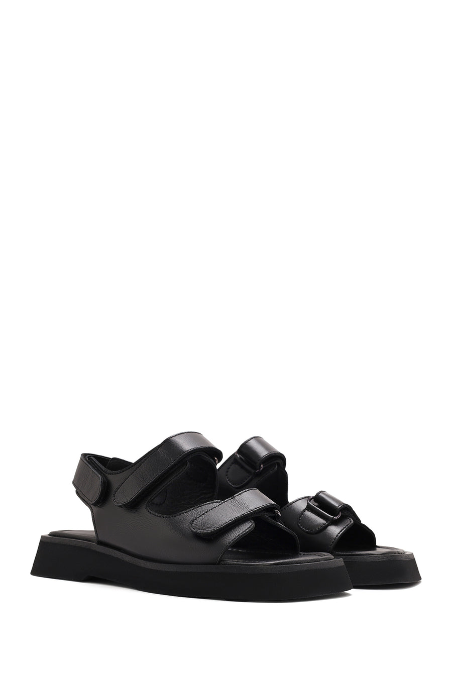 Women's Black Strappy Leather Sandals