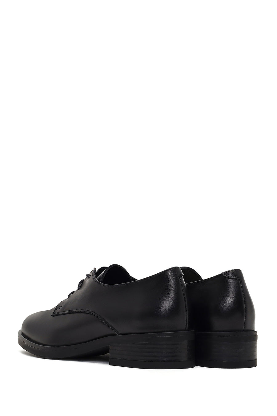 Women's Black Lace-up Leather Masculine Shoe