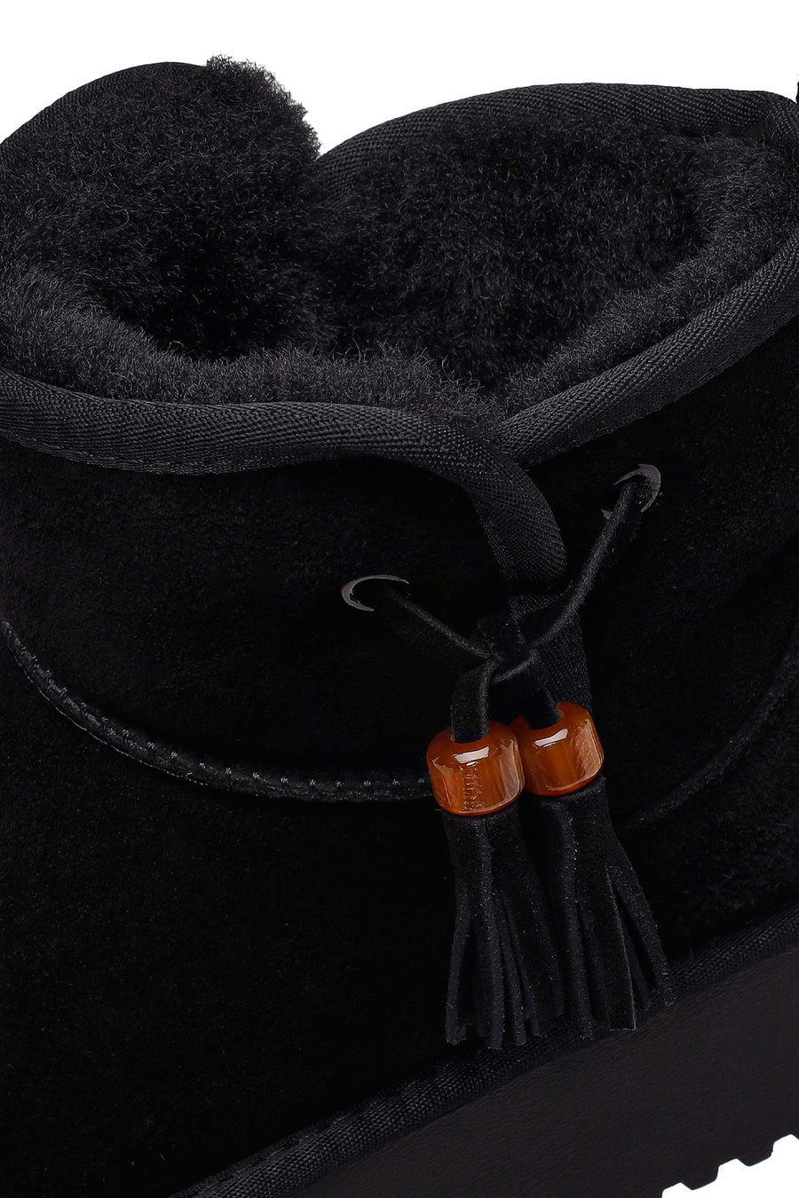 Woman Black Thick-Soled Suede Teddy Boots