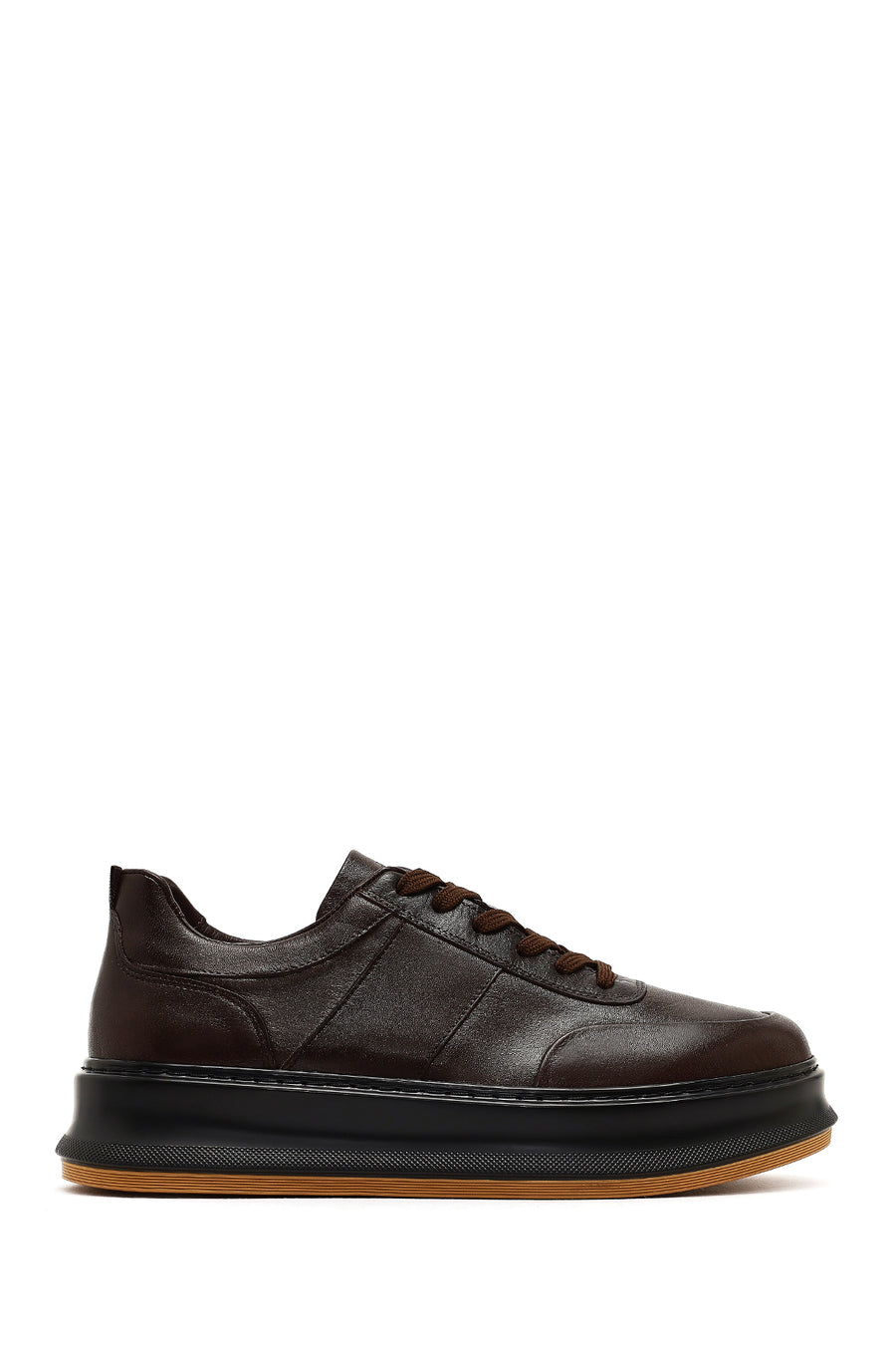 Men's Brown Lace-Up Thick-Soled Leather Sneaker 25WFD641918 | Derimod