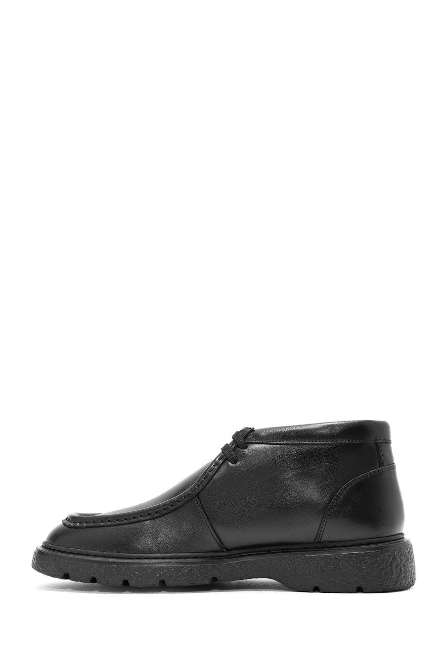 Men's Black Lace-Up Leather Casual Boots