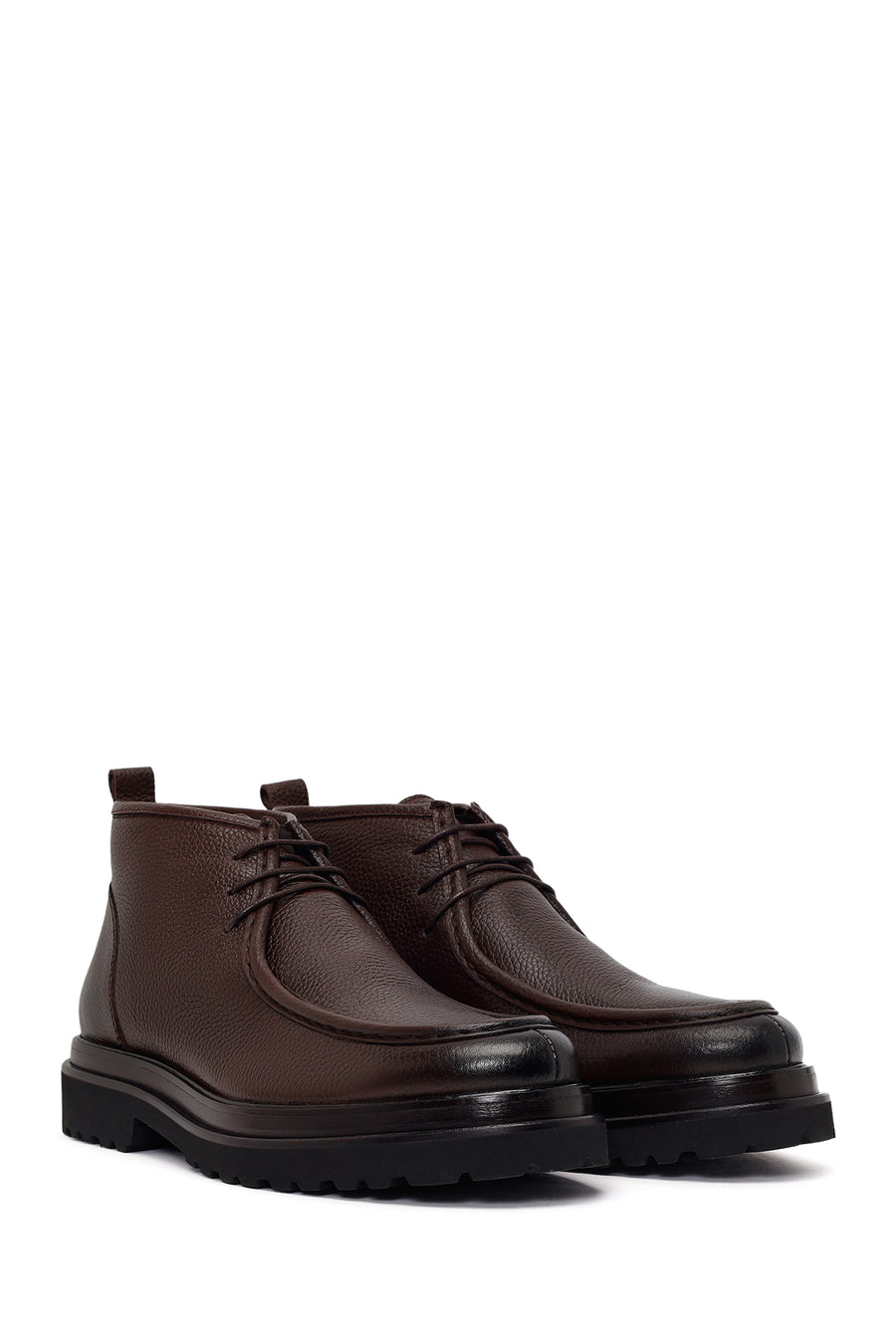 Male Brown Lace-up Leather Casual Boots