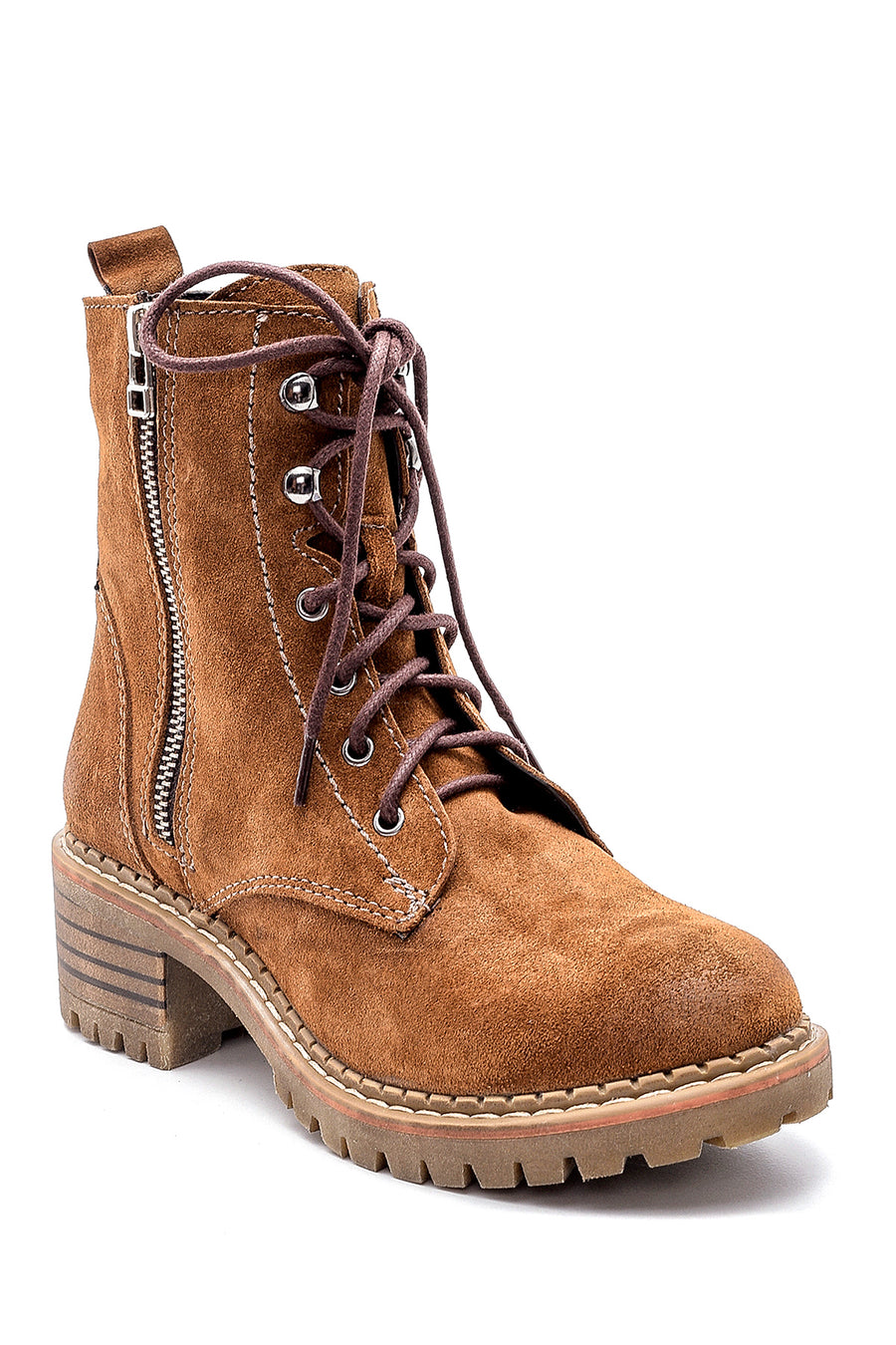 Women's Suede Zipper Detailed Boots