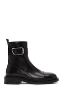 Women's Black Zippered Leather Boots | Derimod