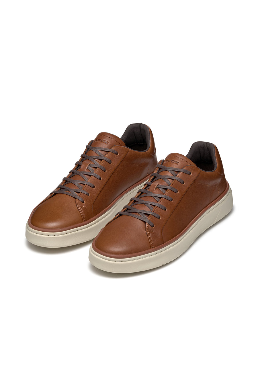 Geox Men's Tan Zackerty Lace-Up Leather Casual Shoes
