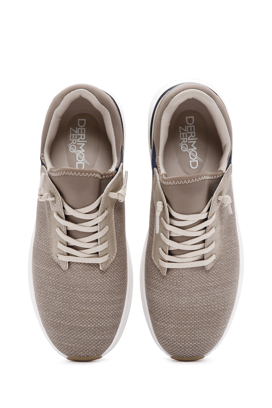 Derimod Zero Men's Beige Lace-Up Thick Soled Fabric Sneaker