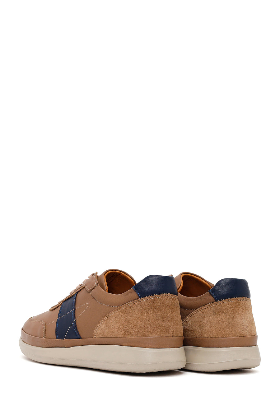 Male Beige Lace-Up Leather Casual Sneaker