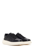 Men's Black Lace-up Thick-Sole Leather Sneaker | Derimod