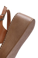 Women's Brown Thick Soled Leather Comfort Sandals | Derimod