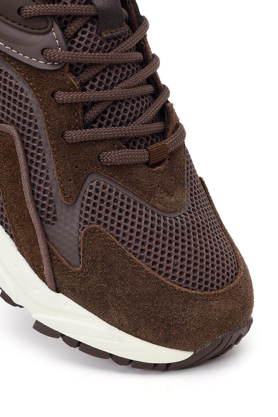 Male Brown Lace-Up Thick-Soled Leather Sneaker