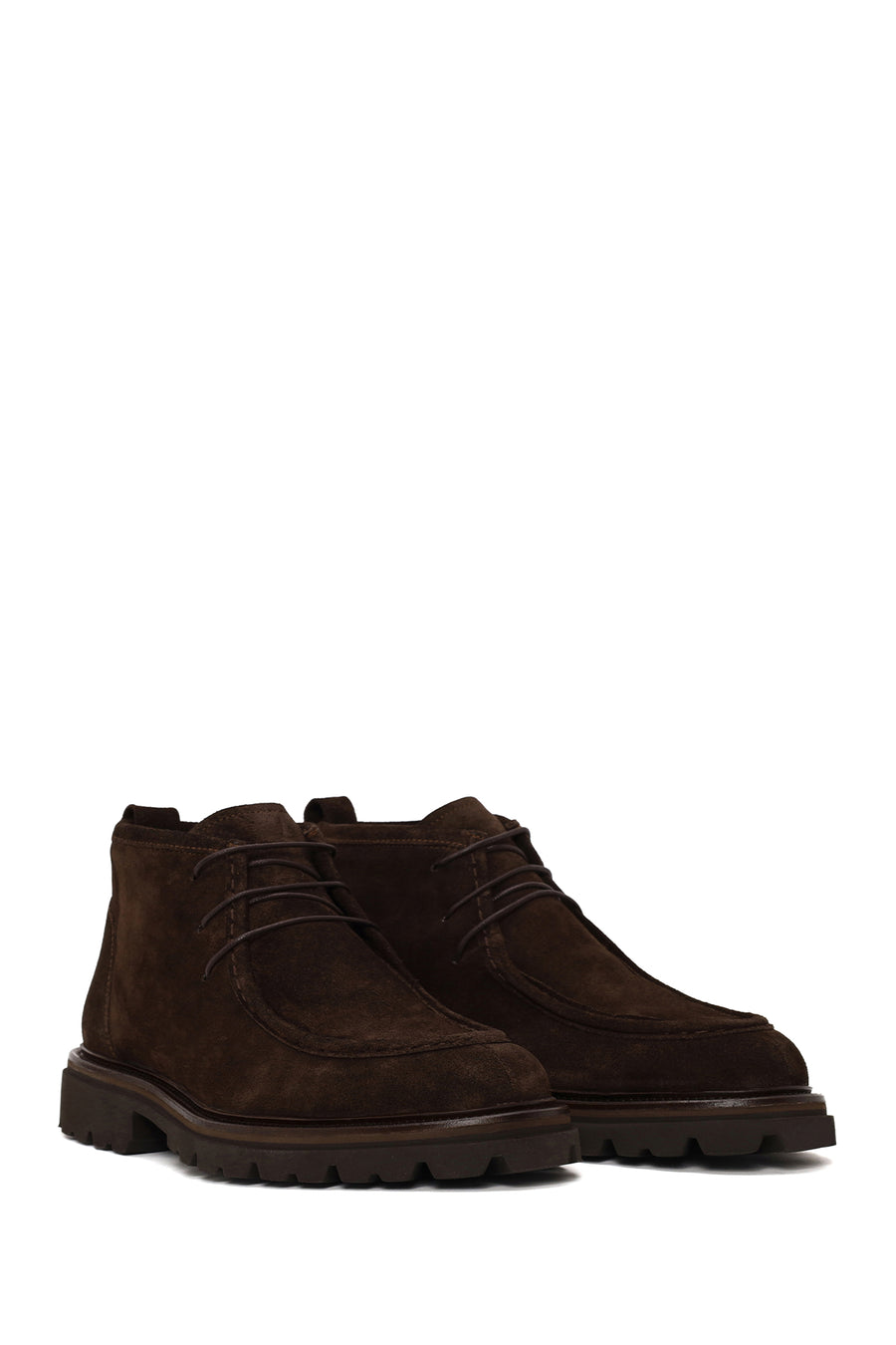 Male Brown Lace-up Thick-soled Suede Boots