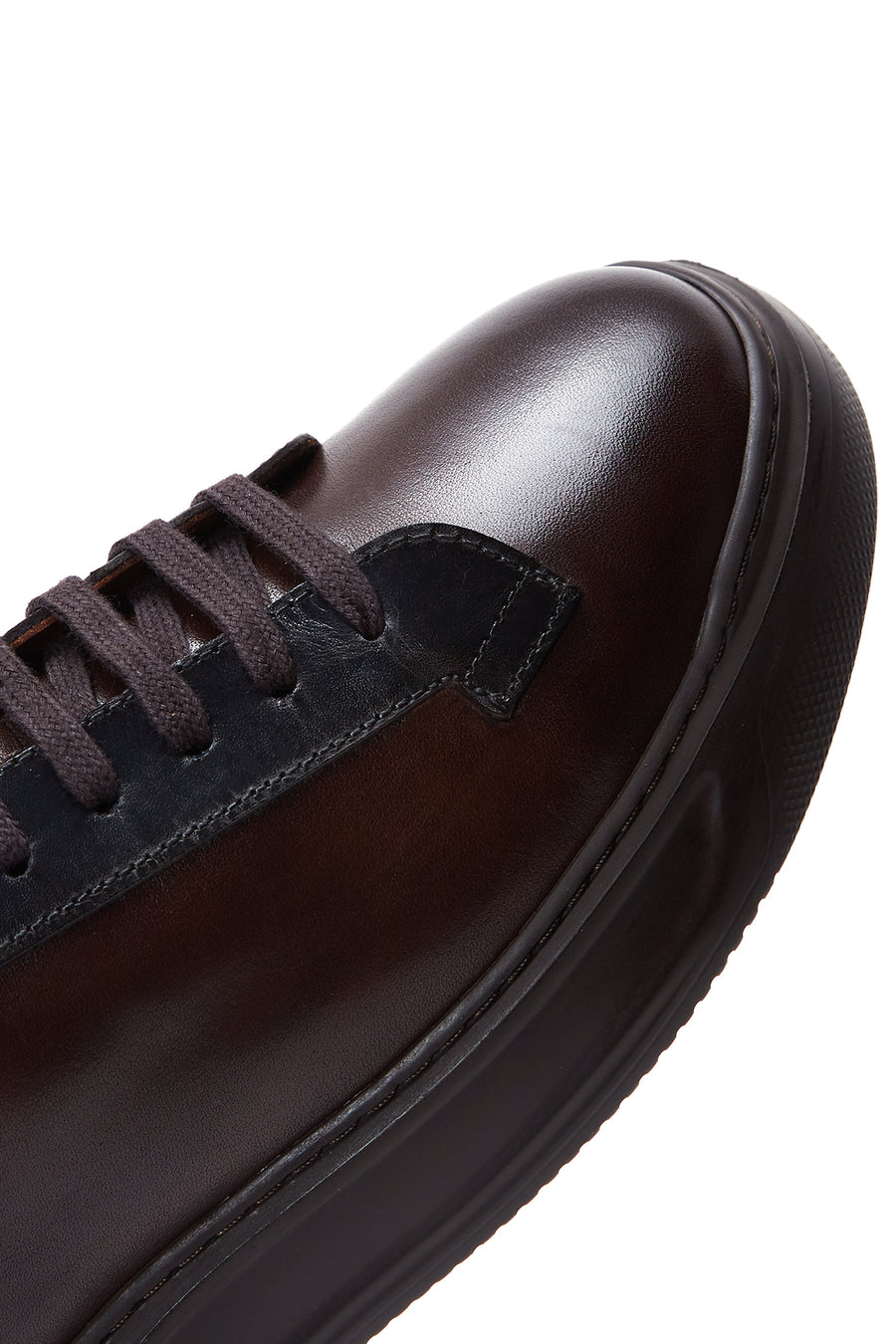 Erkek Kahverengi Deri Kalın Tabanlı Sneaker