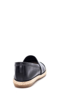 Women's Black Leather Espadrille | Derimod